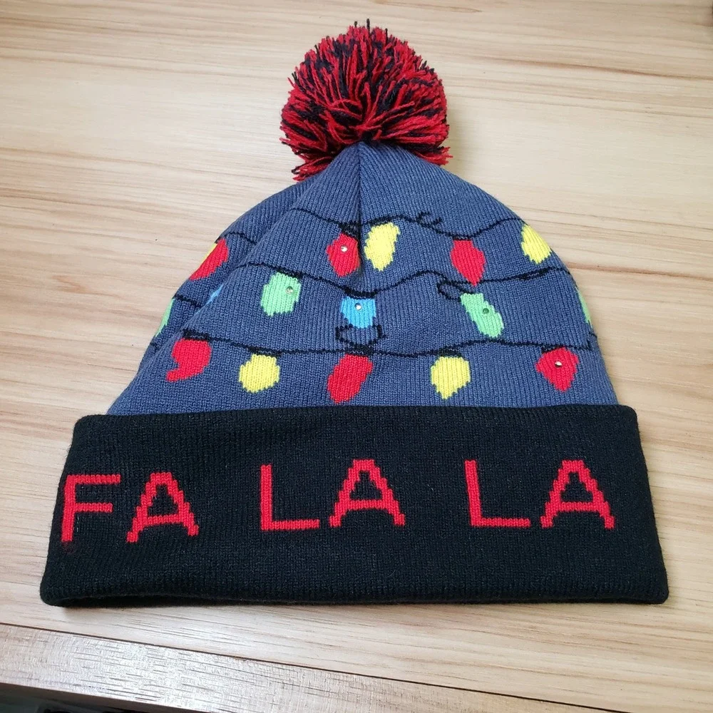 FALALA Light Up Christmas Beanie Hat Winter Holiday Funny‎ Party Festive Parade